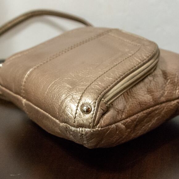 Women's Small Crossbody Bag With Organizer Metallic Gold TIGNANELLO Purse - Picture 7 of 11